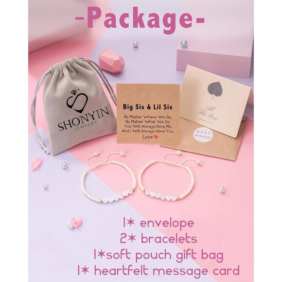 Matching Sisters Bracelets Gift for Big and Little Sisters Easter Valentine's Da - Picture 5 of 7